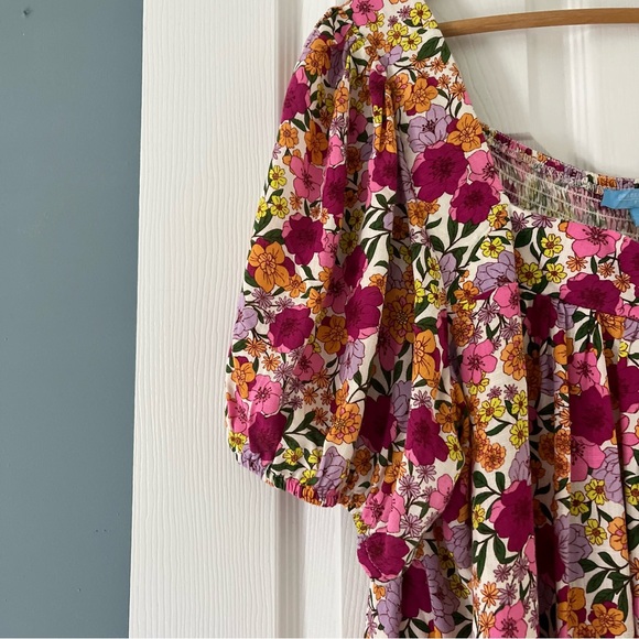 SOLD x-list Draper James Womens Floral Top Size XXL Square Neck Puff Sleeve - Picture 4 of 8